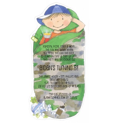 Sleepover Invitations, Camping Camo Peter, Picture Perfect